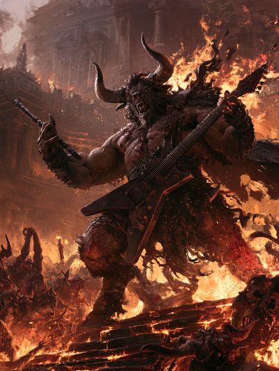 Demonic Battle Guitarist Fantasy Print.