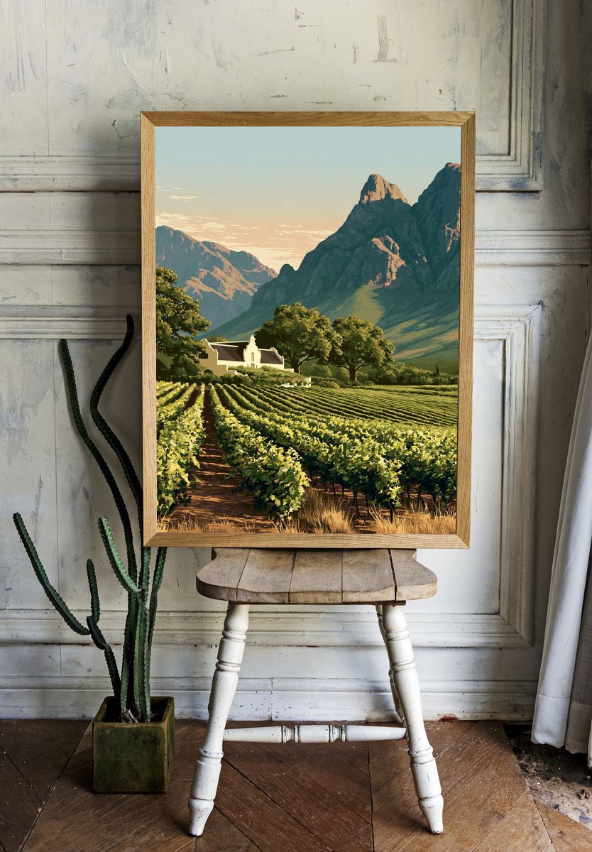 Mountain Vineyard Landscape Print. — room view 1