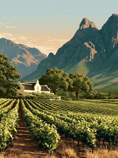 Mountain Vineyard Landscape Print. poster print