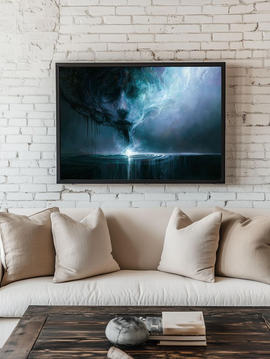 Ethereal Face Abstract Print. — room view 1
