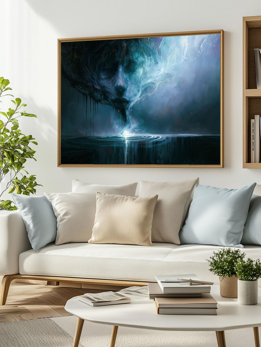 Ethereal Face Abstract Print. — room view 2