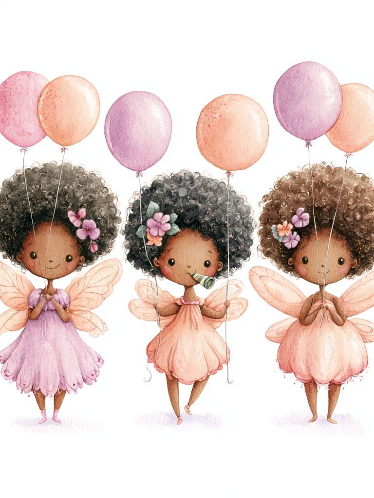 Fairy Girls Watercolor Print. poster detail