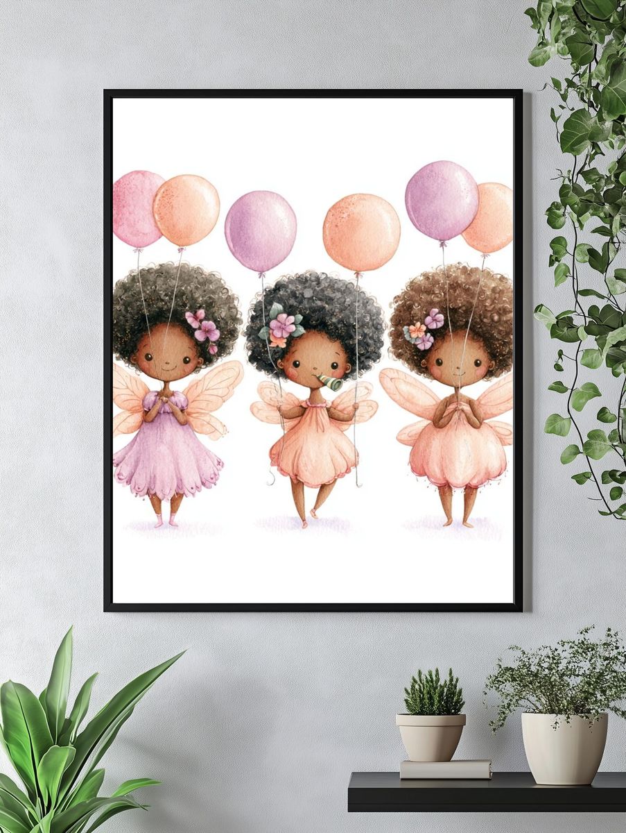 Fairy Girls Watercolor Print. — room view 4