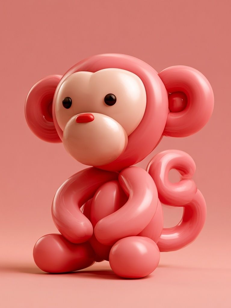 Pink Balloon Monkey Illustration Poster. poster — illustration art
