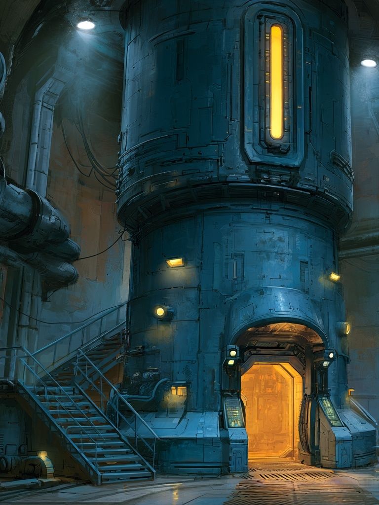 Industrial Sci-Fi Facility Poster. poster — illustration art