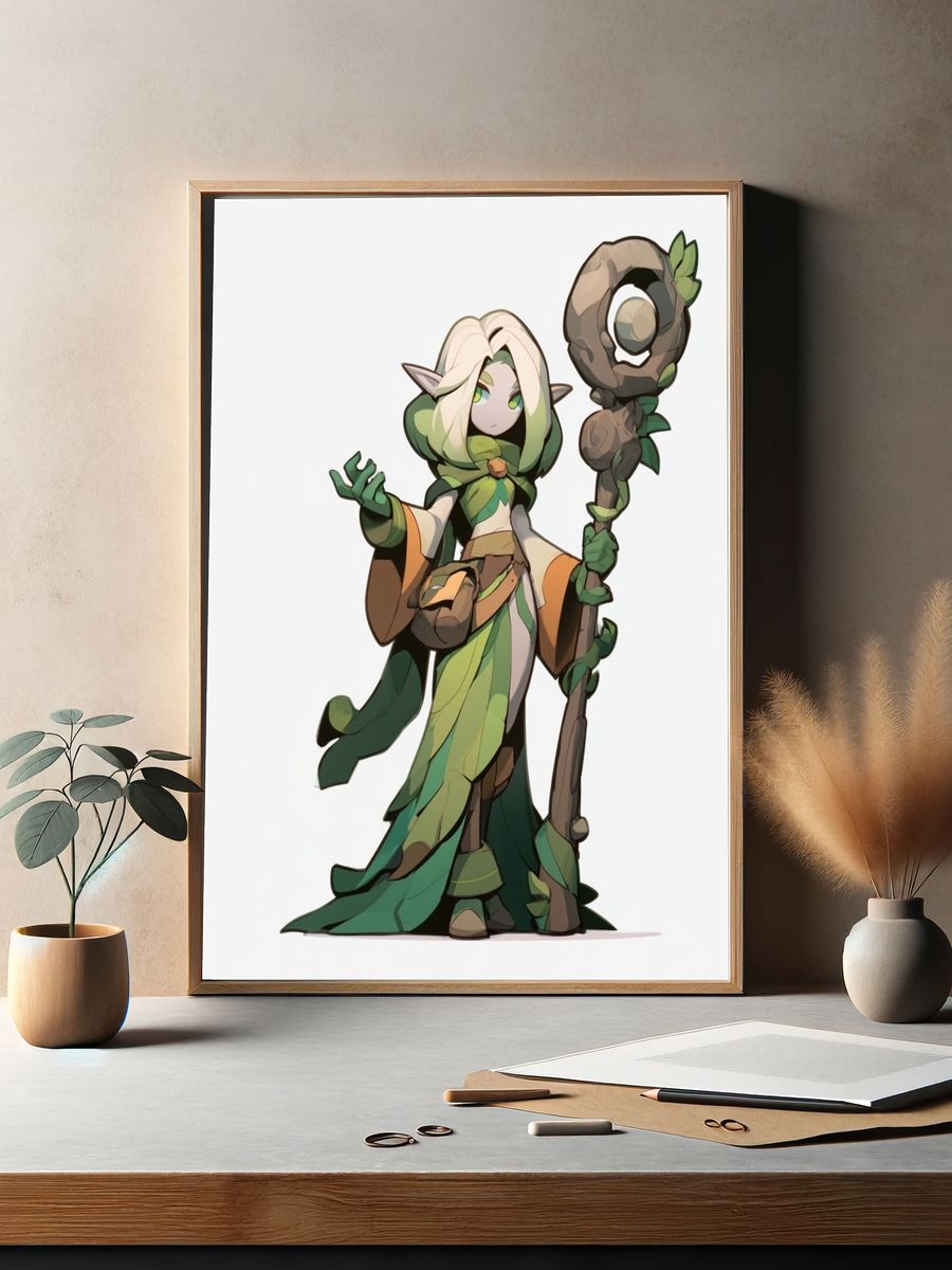 Forest Elf Character Illustration Poster. — room view 2