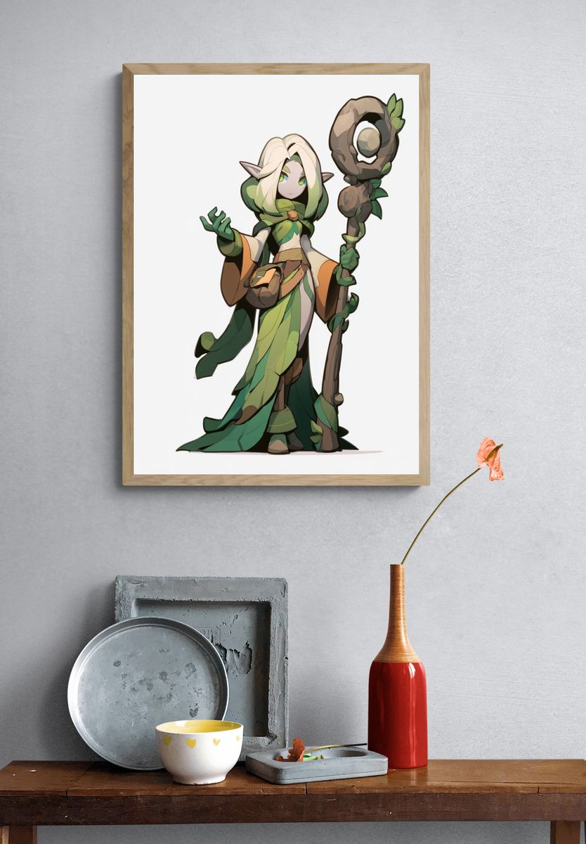 Forest Elf Character Illustration Poster. — room view 3