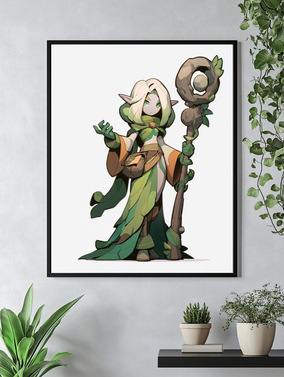 Forest Elf Character Illustration Poster. — room view 4