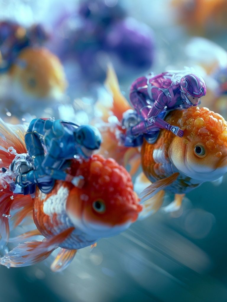 Racing Goldfish Digital Art Poster. poster — illustration art