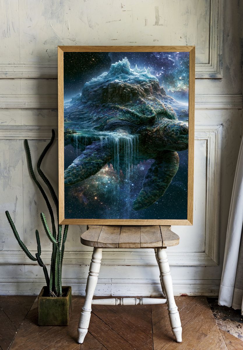 Cosmic Sea Turtle Fantasy Print. — room view 1
