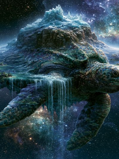 Cosmic Sea Turtle Fantasy Print. poster print
