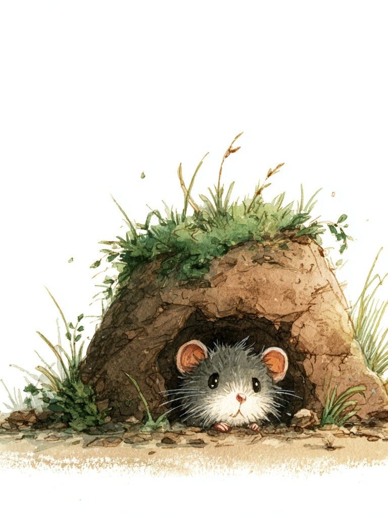 Mouse Burrow Watercolor Poster. poster detail
