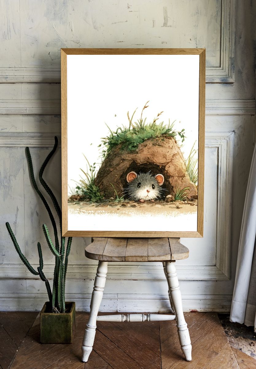 Mouse Burrow Watercolor Poster room preview