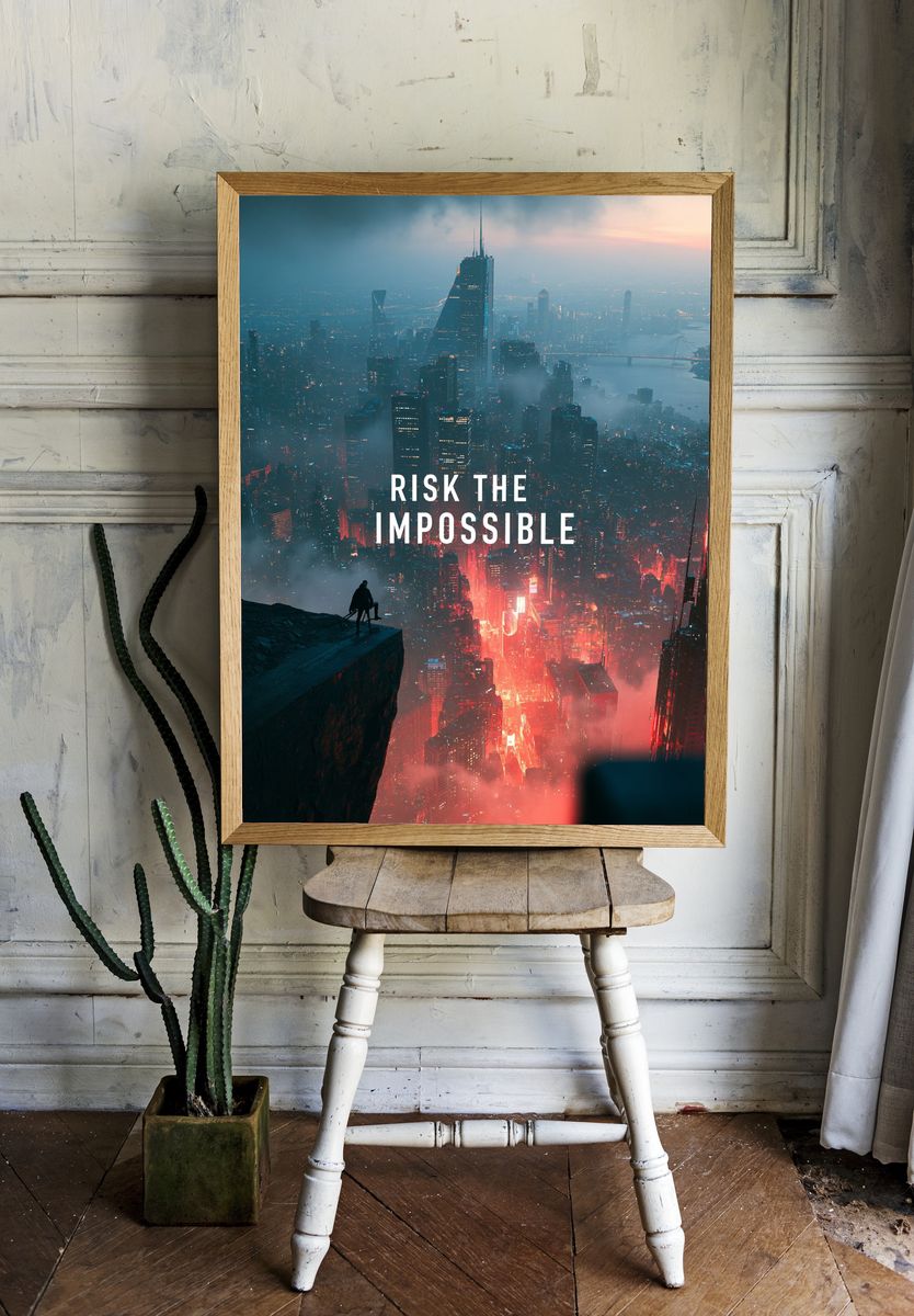 Risk the Impossible Cityscape Poster. — room view 1