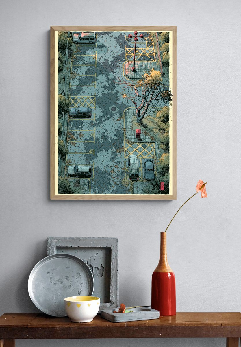 Abstract Orchid Faces Poster. — room view 3