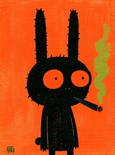 Black Bunny Character Illustration Poster. poster detail
