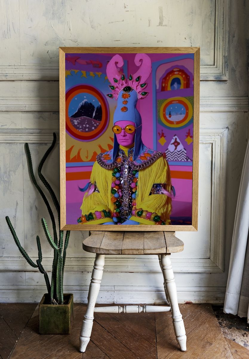 Psychedelic Costume Portrait Print. room preview