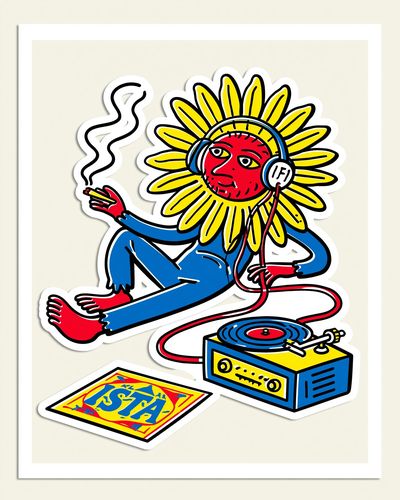Psychedelic Sunflower DJ Poster. poster print