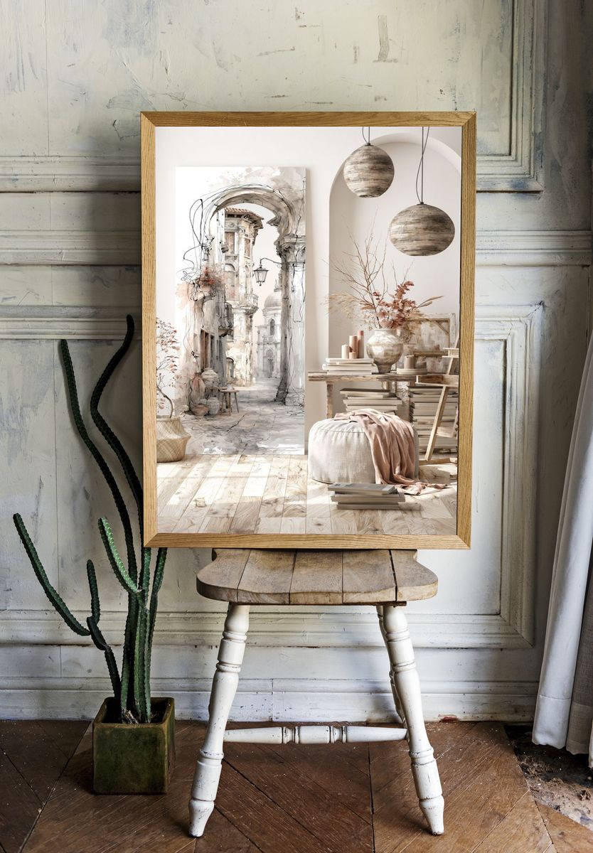 Mediterranean Archway Illustration Poster. room preview