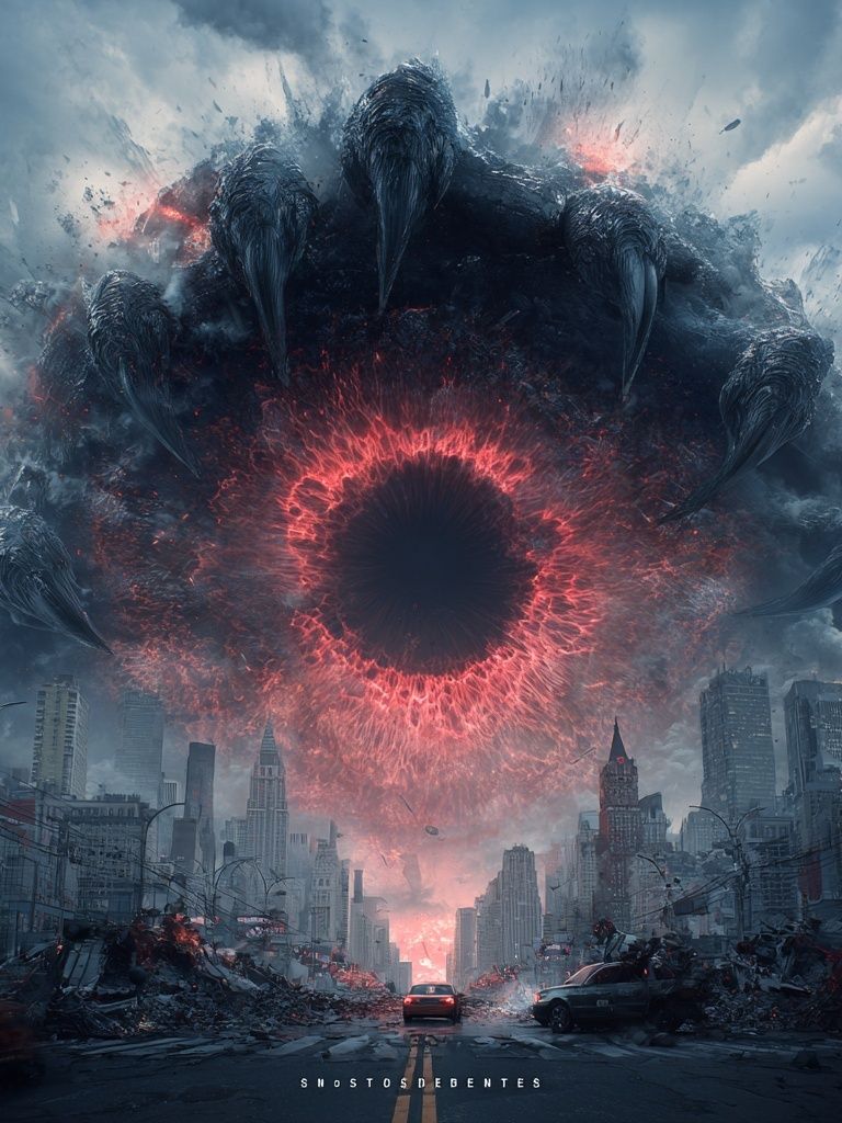 Apocalyptic Eye Over City Poster. poster detail