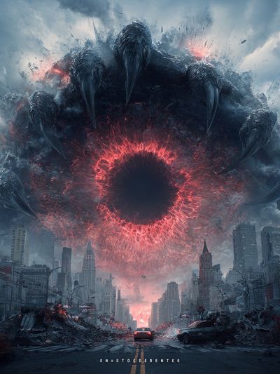Apocalyptic Eye Over City Poster. poster print