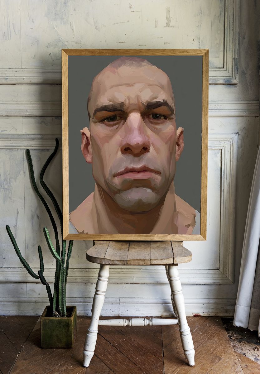 Intense Male Portrait Illustration Poster. room preview
