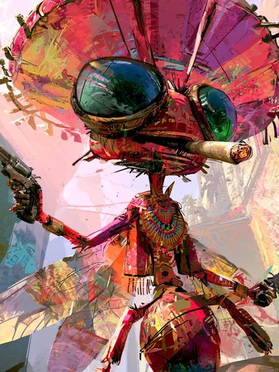 Psychedelic Insect Warrior Poster.