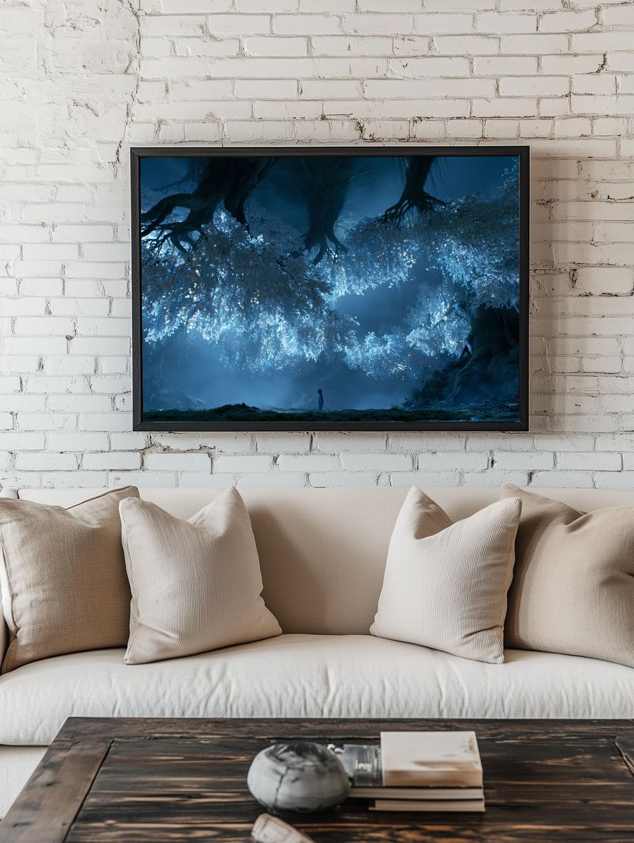 Enchanted Blue Forest Poster. — room view 1