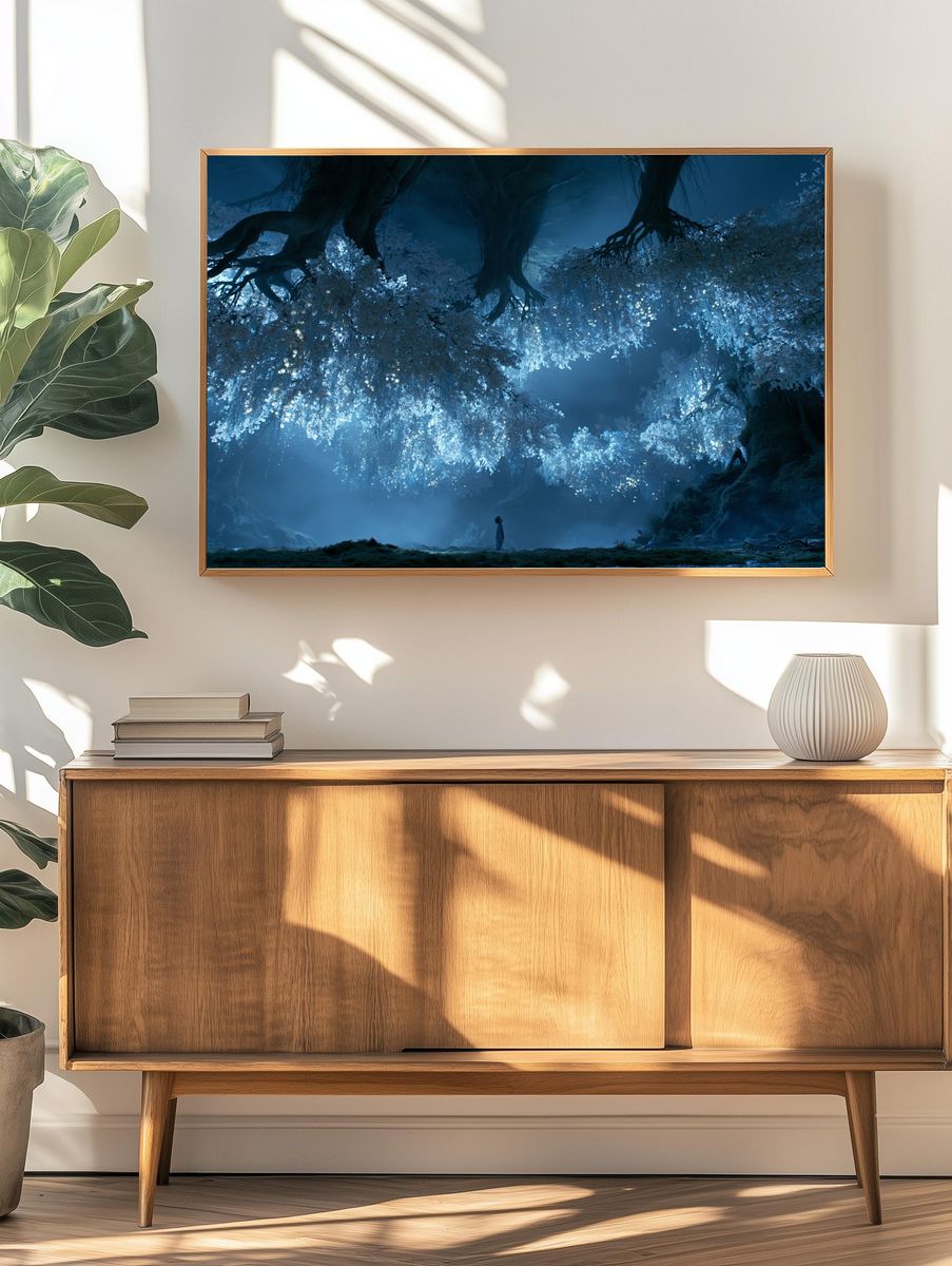 Enchanted Blue Forest Poster. — room view 3