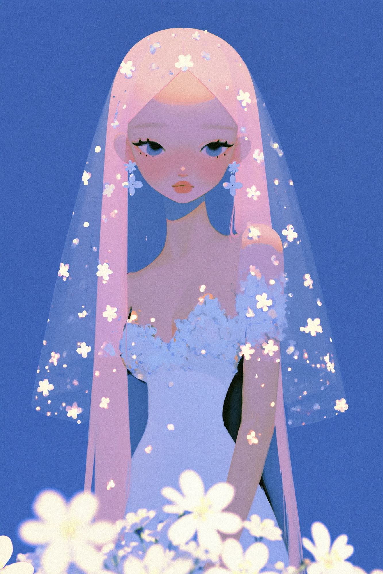 Pastel Veil Portrait Print. poster — illustration art