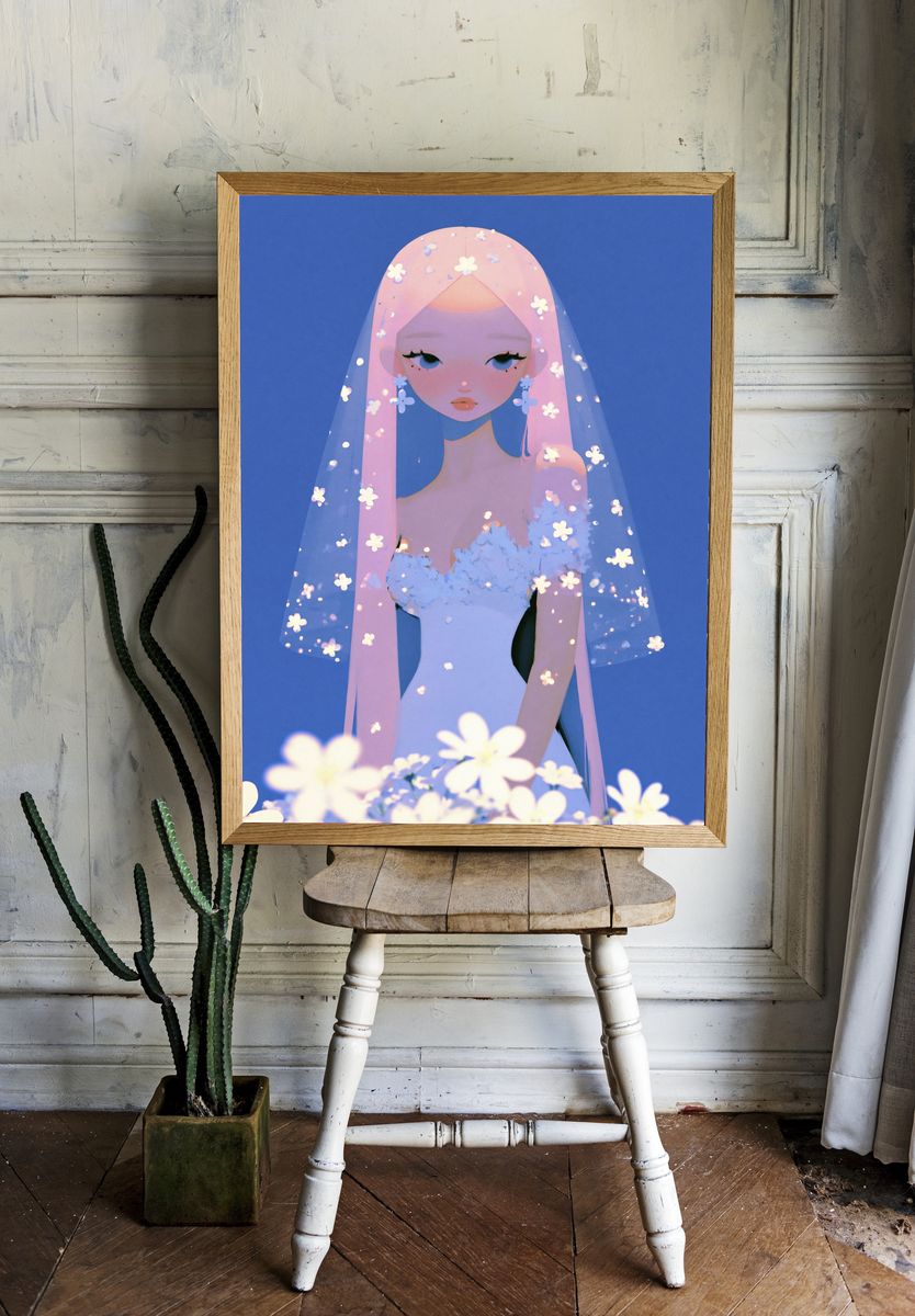 Pastel Veil Portrait Print. — room view 1