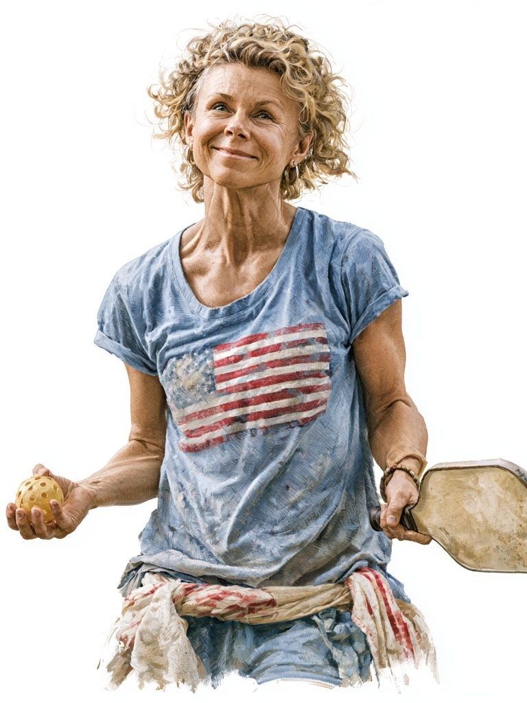 Pickleball Player Portrait Print. poster — illustration art