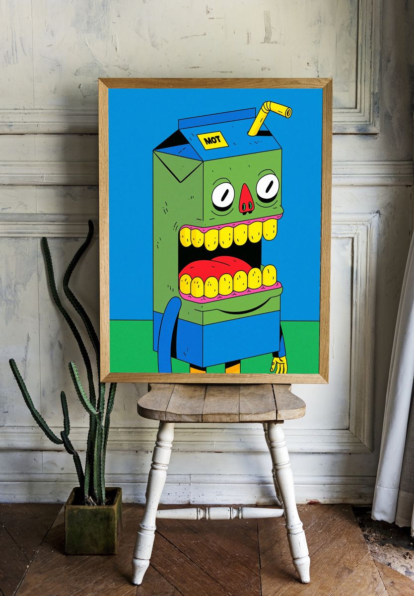 Cartoon Monster Box Illustration Poster. — room view 1