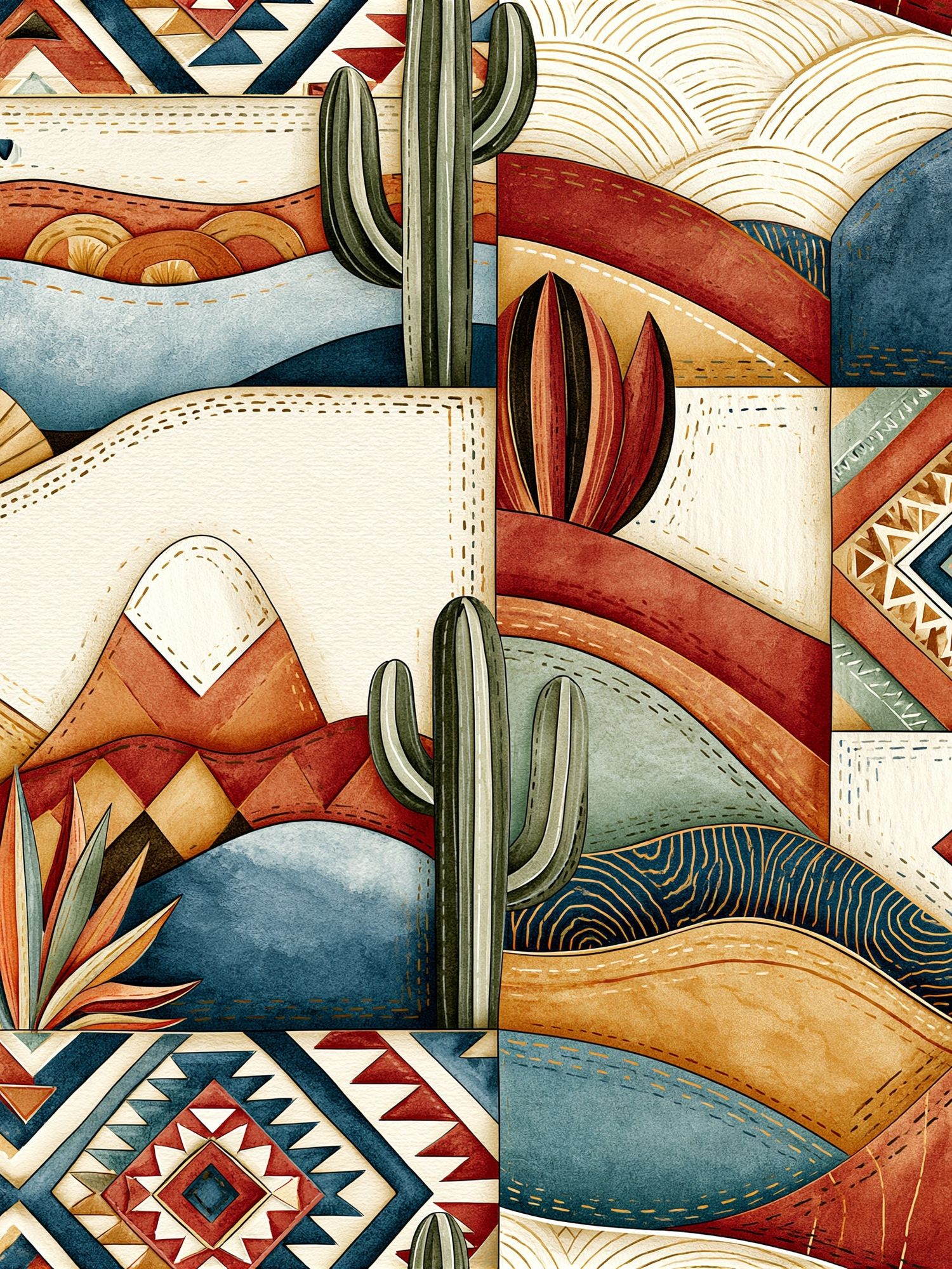 Desert Cactus Geometric Poster. poster — illustration art