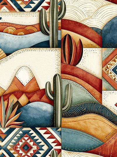 Desert Cactus Geometric Poster. poster