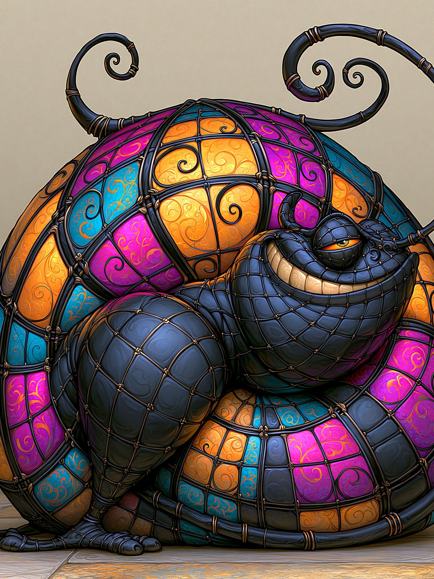 Stained Glass Cat Illustration Poster. poster detail