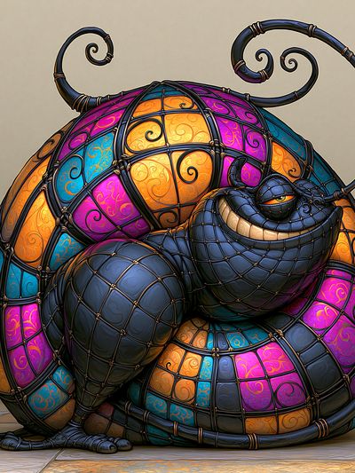 Stained Glass Cat Illustration Poster. poster print