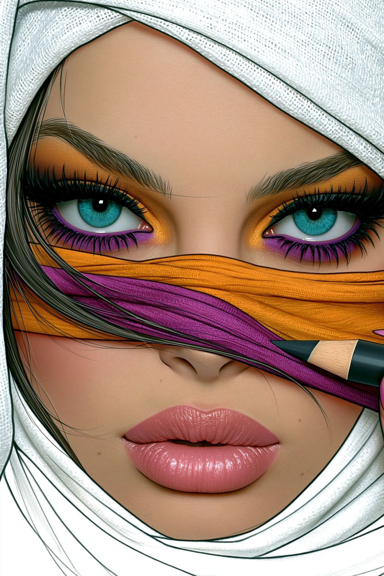 Veiled Beauty Illustration Poster. poster detail