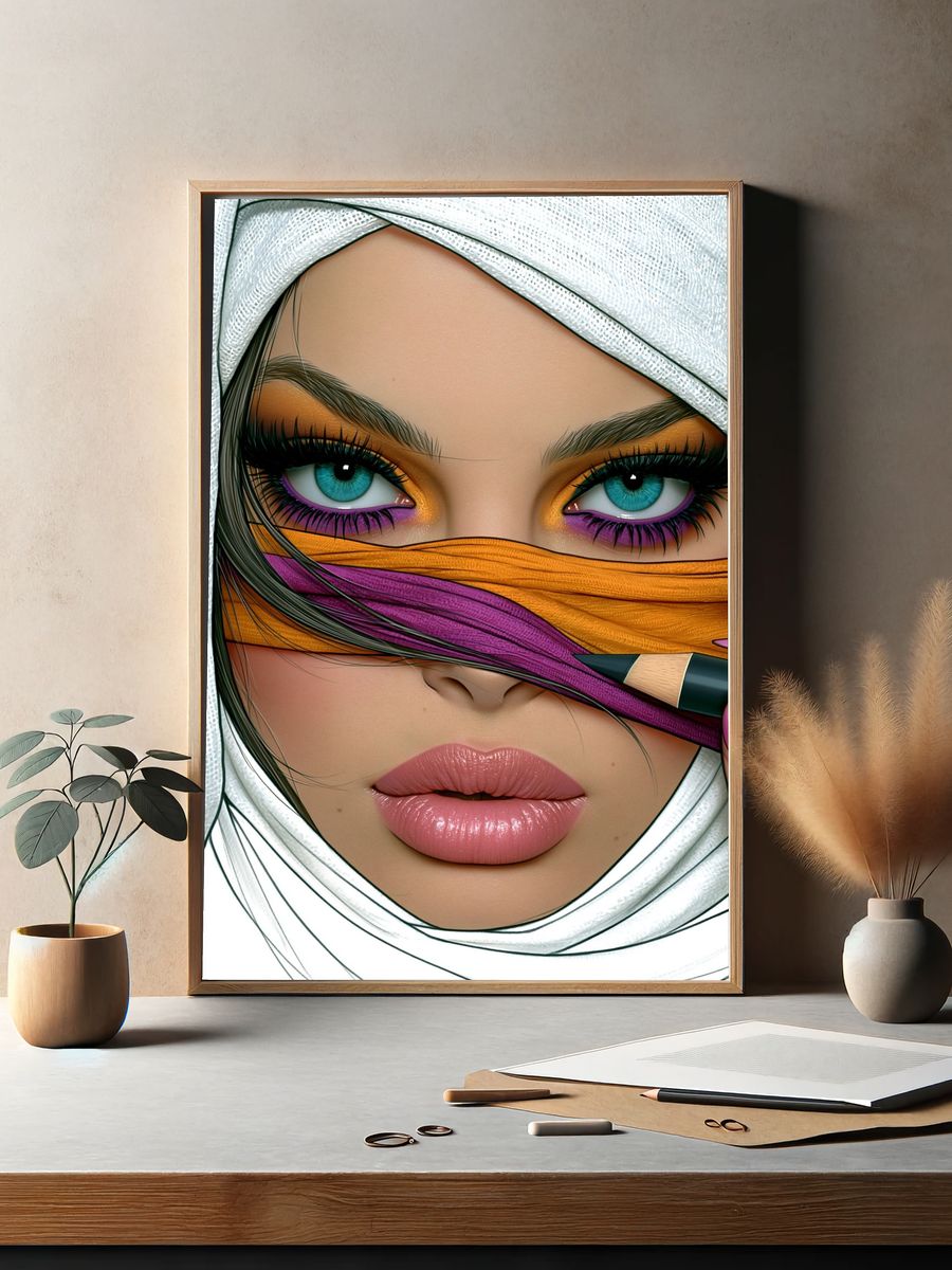 Veiled Beauty Illustration Poster. — room view 2