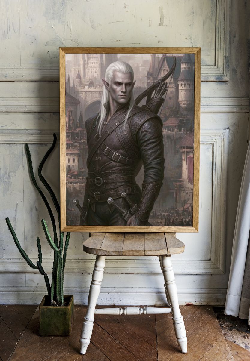 Elven Warrior Fantasy Print. — room view 1