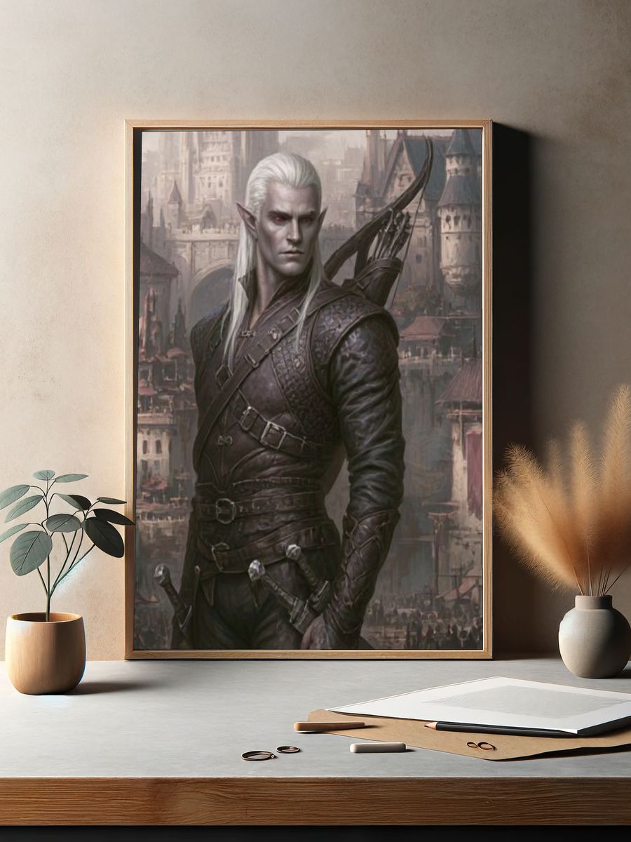 Elven Warrior Fantasy Print. — room view 2