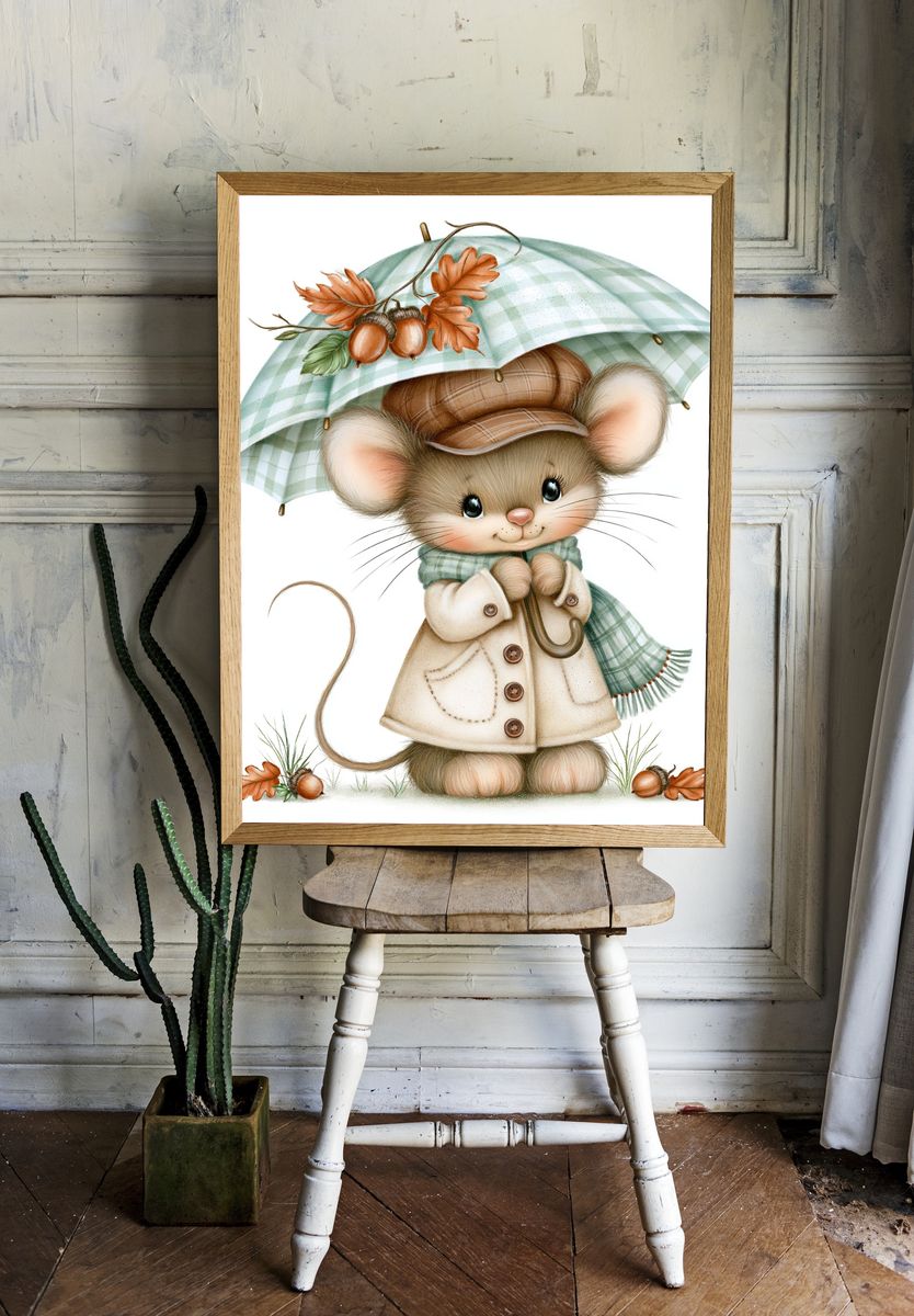Autumn Mouse Illustration Poster. room preview
