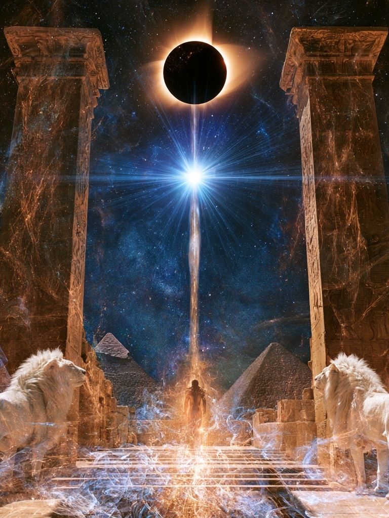 Celestial Eclipse Temple Print. poster — illustration art