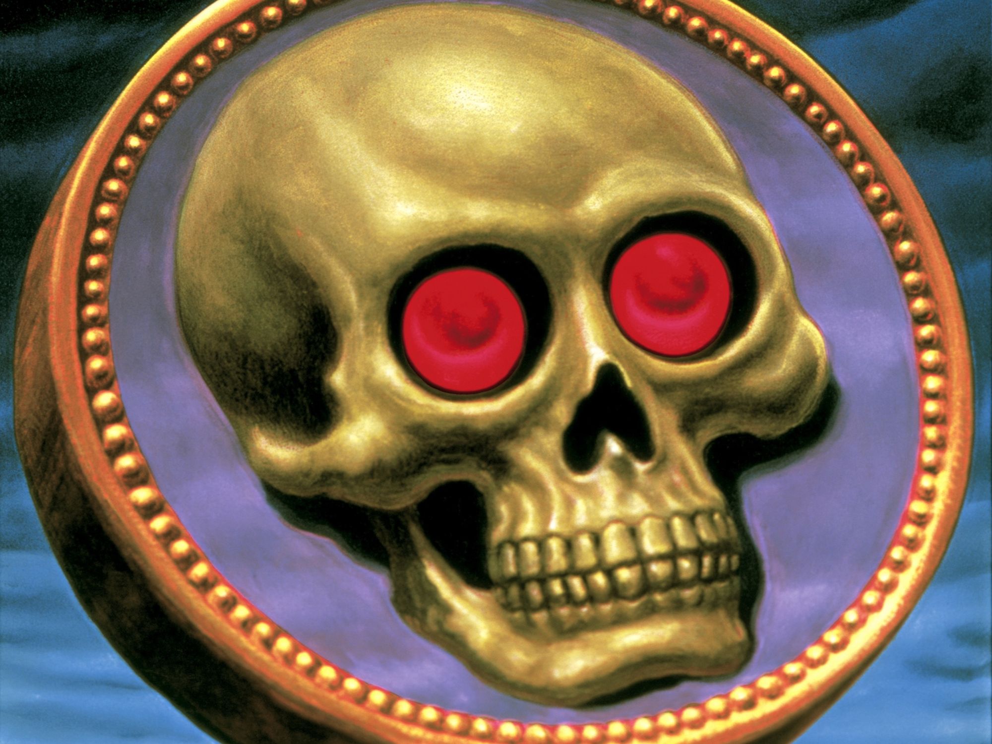 Golden Skull Fantasy Print. poster — illustration art