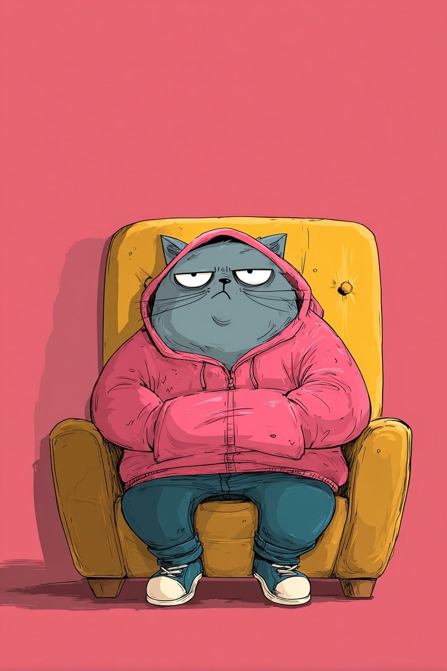 Grumpy Cat in Hoodie Illustration Poster. poster — illustration art