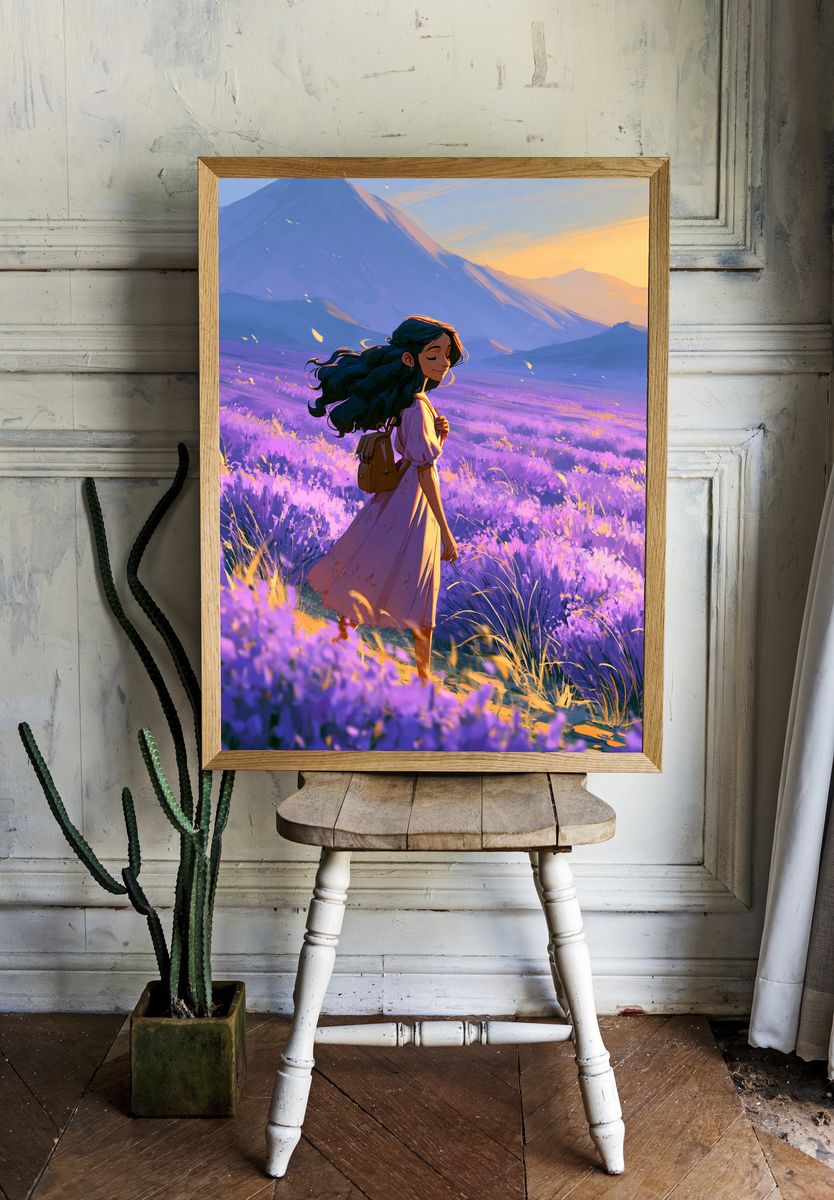 Lavender Mountain Wanderer Print. room preview