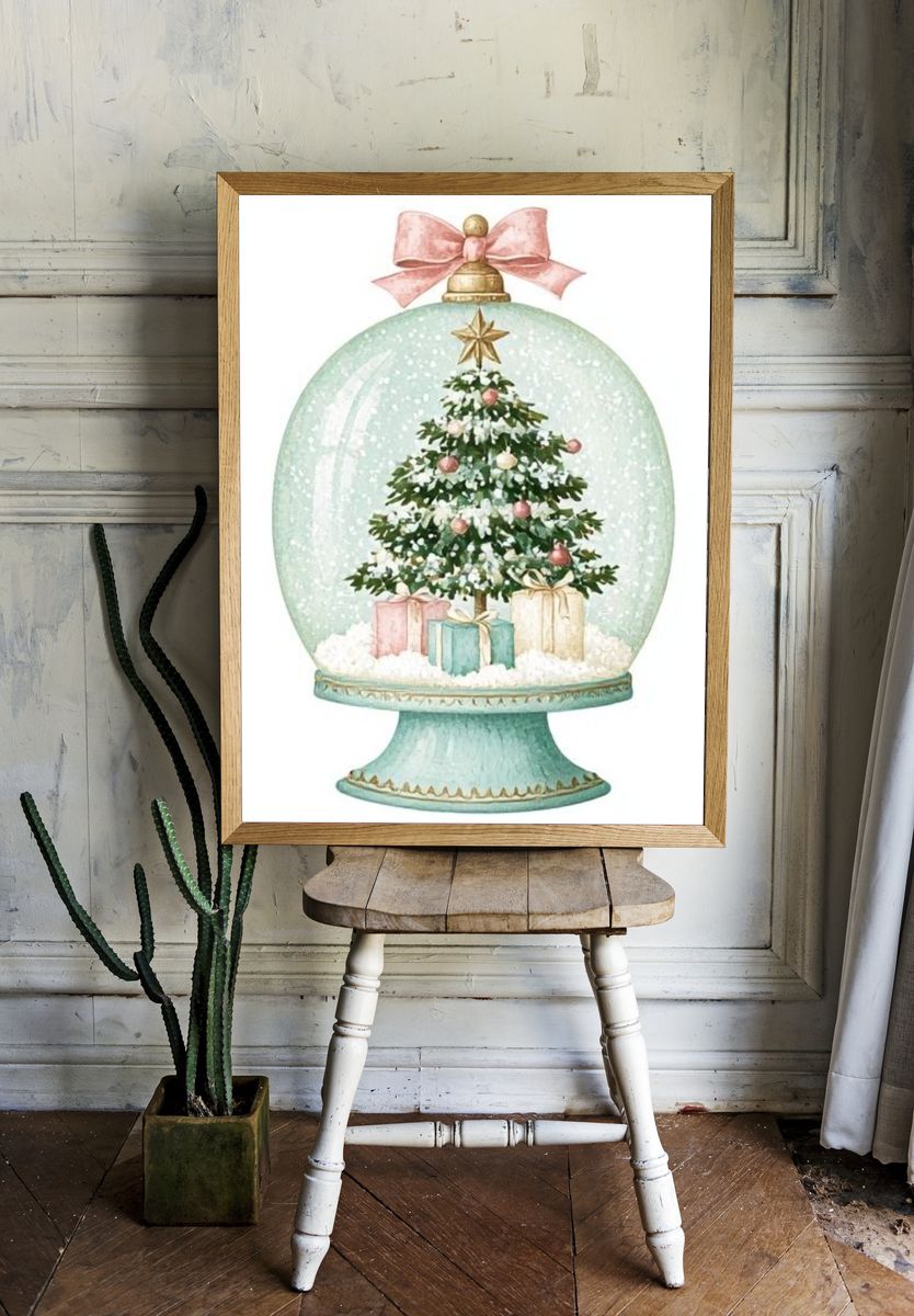 Christmas Snow Globe Illustration Poster. room preview