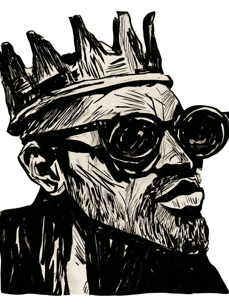 Crowned Portrait Ink Print. poster — illustration art
