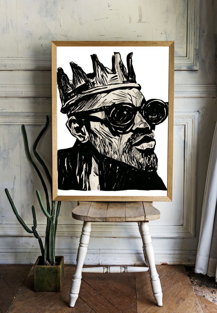 Crowned Portrait Ink Print. — room view 1