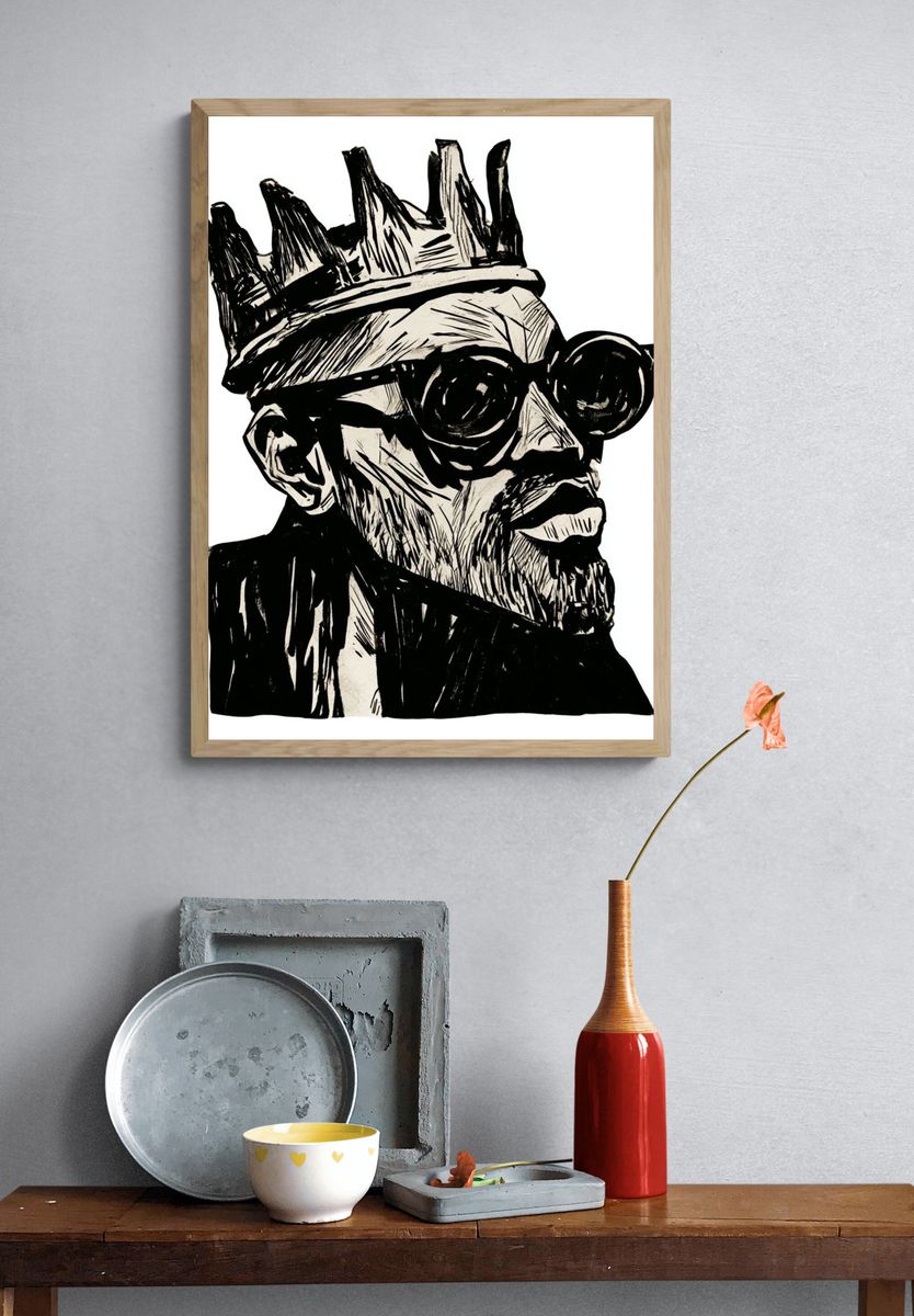 Crowned Portrait Ink Print. — room view 3